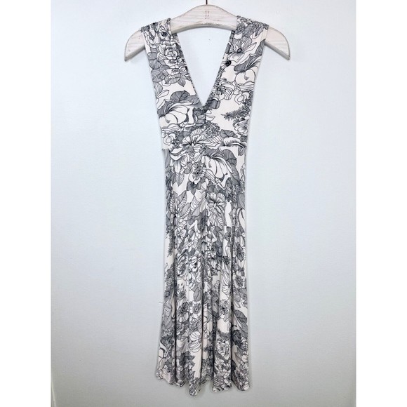 Theory Dresses Theory Womens White Black Floral Midi Dress Vneck